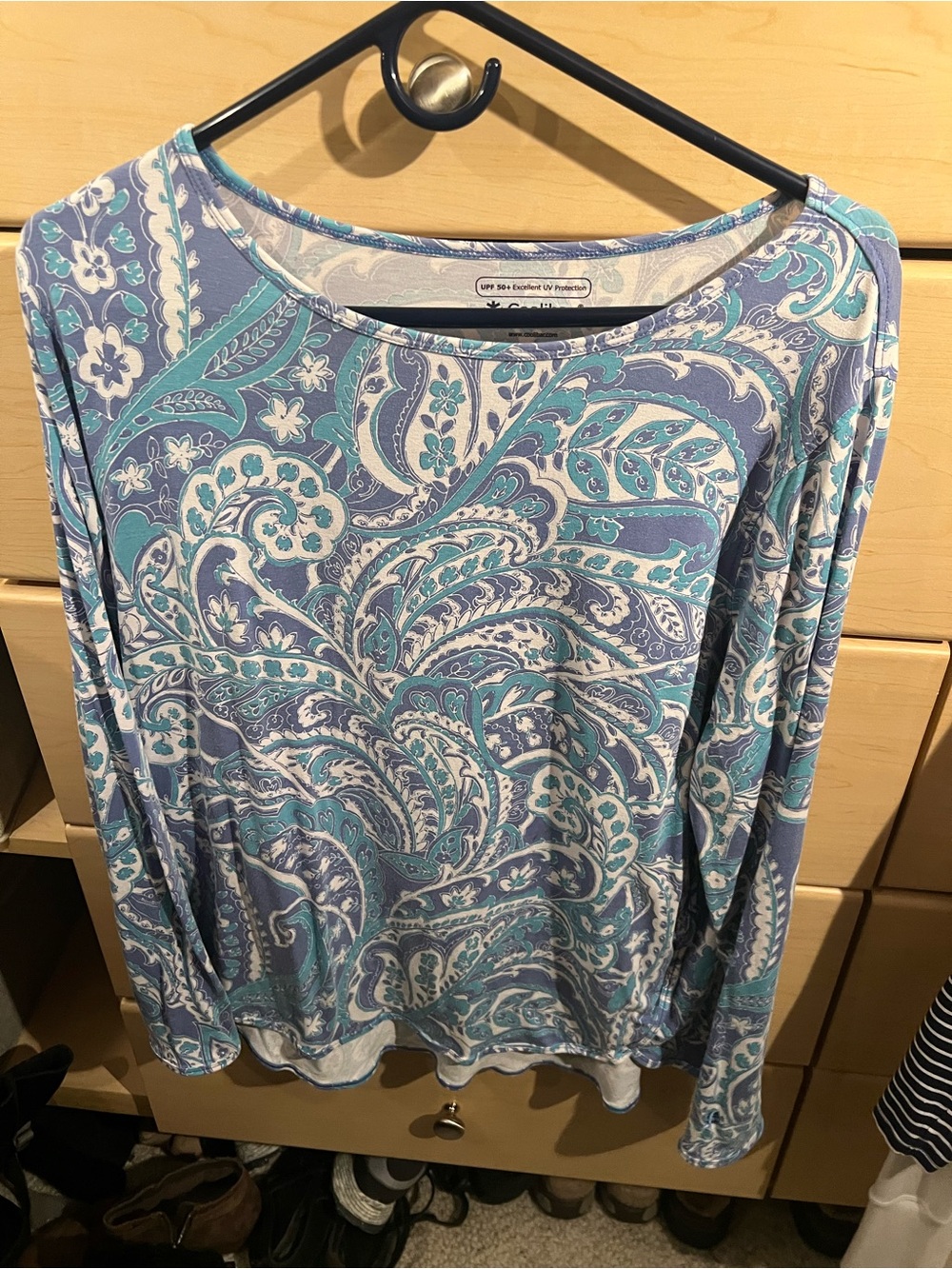 Coolibar Light Blue Floral Kids Pajama Top size XL
